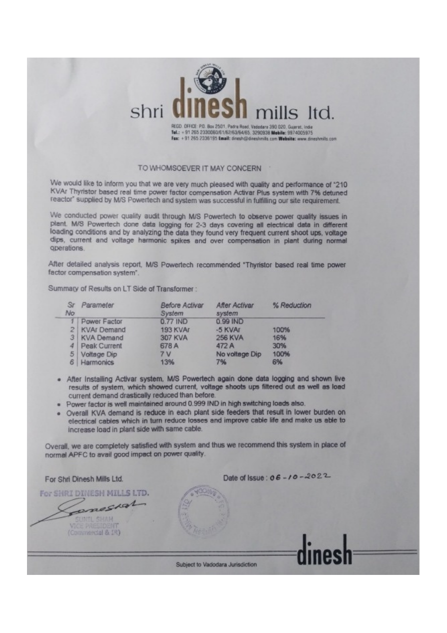 Shree Dinesh Mill case study final report page